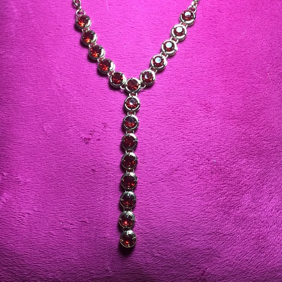 Red diamond drop necklace - Picture 1 of 3